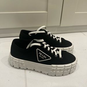 Prada platform sneakers 50mm black and white size 37